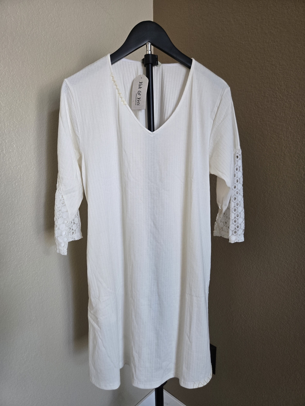 Yak N Yeti Dress with Lace 3/4 Sleeves
